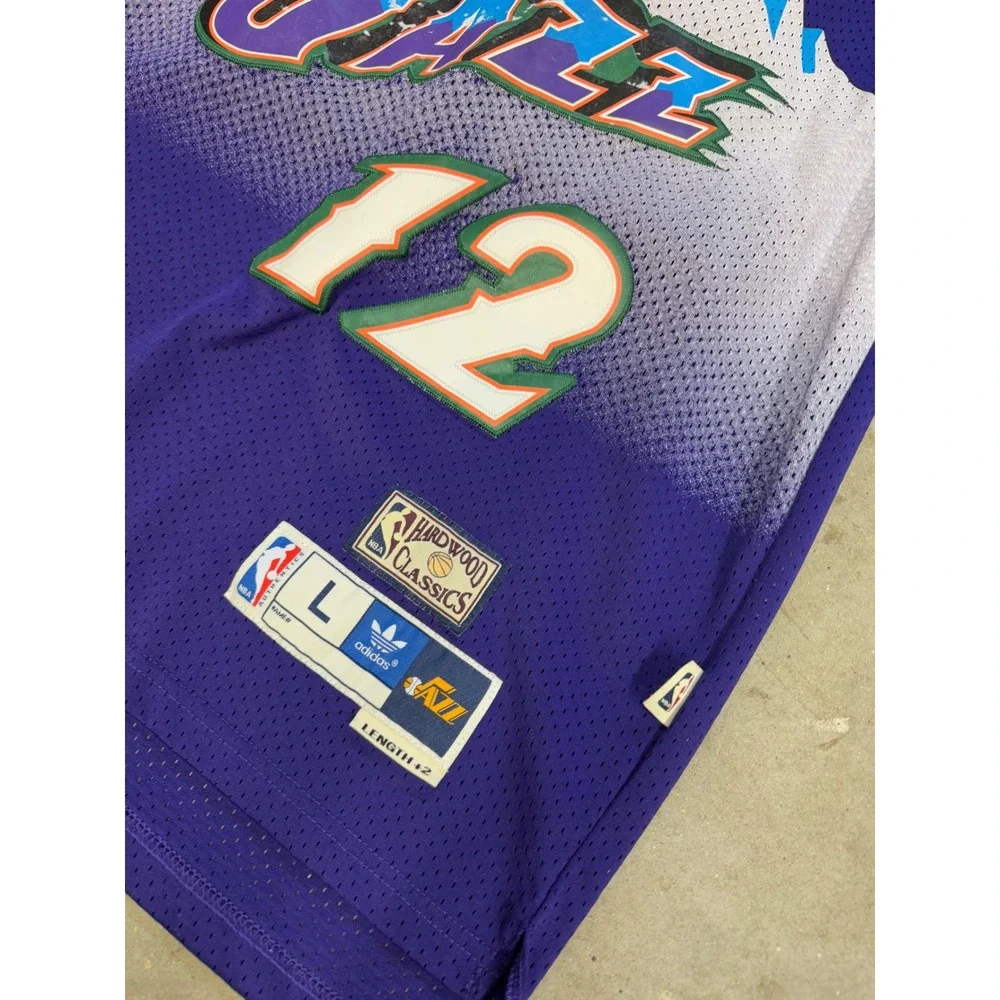Adidas Utah Jazz John Stockton 12 Hardwood Classics Jersey Purple Mens L